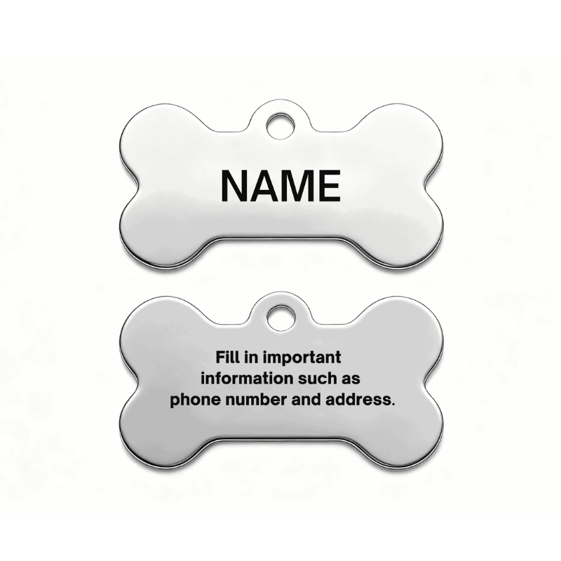 Personalized Bone Dog Tag - Engraved Stainless Steel Pet ID