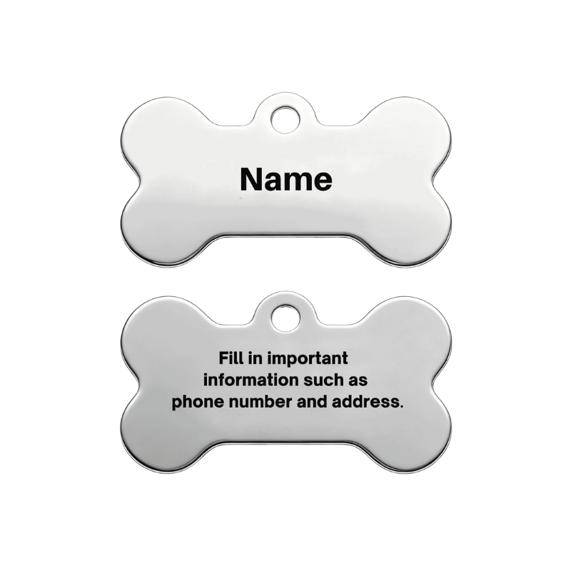 Personalized Bone Dog Tag - Engraved Stainless Steel Pet ID