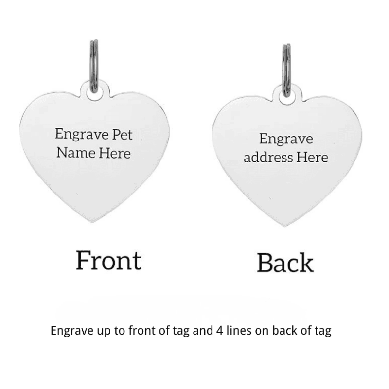 Custom Heart Stainless Steel Dog Tag - Personalized Pet ID